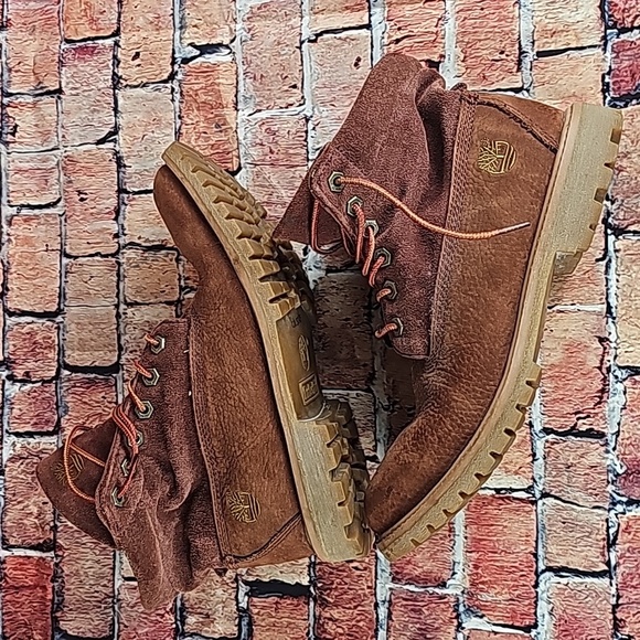 TIMBERLAND ROLLTOP BOOTS, WOMEN'S SIZE 8 RUST LEATHER - Picture 4 of 12